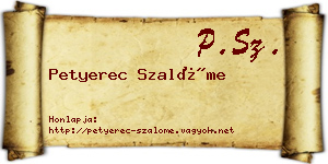 Petyerec Szalóme névjegykártya